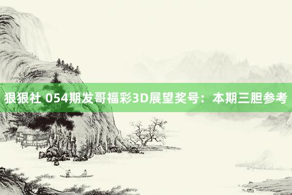 狠狠社 054期发哥福彩3D展望奖号：本期三胆参考