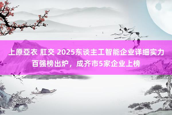 上原亞衣 肛交 2025东谈主工智能企业详细实力百强榜出炉，成齐市5家企业上榜