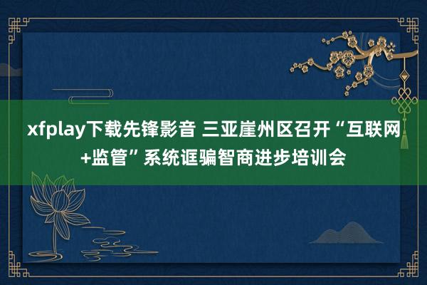 xfplay下载先锋影音 三亚崖州区召开“互联网+监管”系统诓骗智商进步培训会